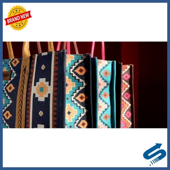 Western Aztec Tote Bag for Women - Durable Canvas with Multiple Pockets